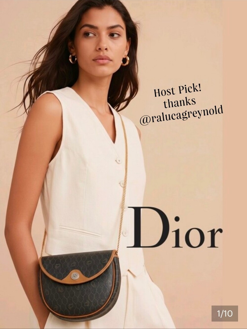 🎉HP🎉 DIOR impeccable VTG Black and Brown Crossbody Bag with Gold Chain